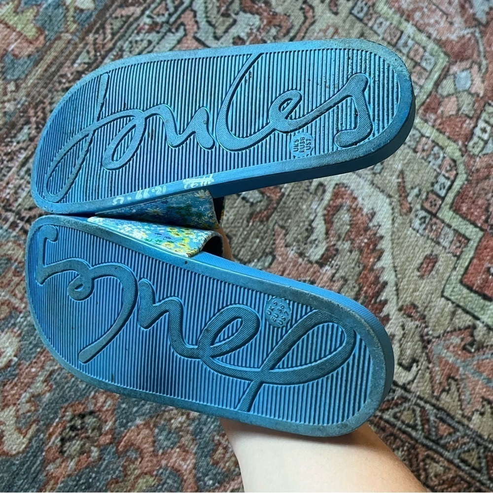 Joules Size 7 Women's Daisy Blue Slide Sandals - Picture 3 of 6